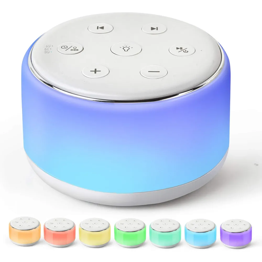 FamiSym White Noise Sound Machine Baby for Sleeping with Night Light - 34 Soothing Sounds, Rechargeable White Noise Machine for Kids Adults Sleep, Portable Lullaby Machine Baby Soother