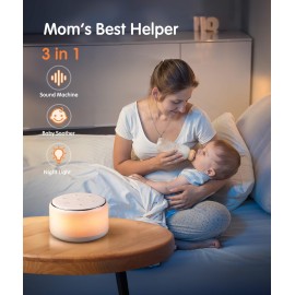 FamiSym White Noise Sound Machine Baby for Sleeping with Night Light - 34 Soothing Sounds, Rechargeable White Noise Machine for Kids Adults Sleep, Portable Lullaby Machine Baby Soother