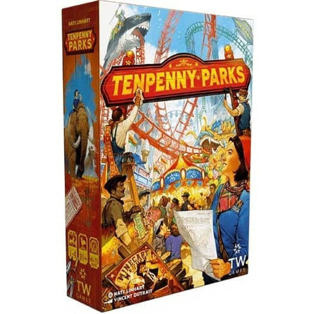 Thunderworks Games - Tenpenny Parks | Theme Park | Strategy Board Game | Polyomino Tiles | Competetive Worker Placement | Ages 14+ | Family Game for 1-5 Players | 45-75 Minutes