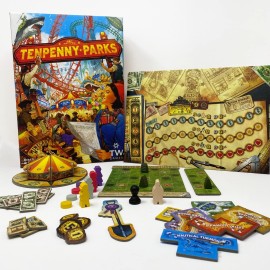 Thunderworks Games - Tenpenny Parks | Theme Park | Strategy Board Game | Polyomino Tiles | Competetive Worker Placement | Ages 14+ | Family Game for 1-5 Players | 45-75 Minutes