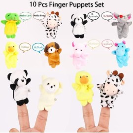 10Pcs Finger Puppets Set - Soft Plush Animals Finger Puppet Toys for Kids, Mini Plush Figures Toy Assortment for Boys & Girls, Party Favors for Shows, Playtime, Schools 10Pcs Finger Puppets Set - Soft Plush Animals Finger Puppet Toys for Kids, Mini Plush Figures Toy Assortment for Boys & Girls, Party Favors for Shows, Playtime, Schools