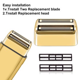 2 pack Professional Replacement Foil and Cutters for BaBylissPRO Barberology Double Foil Shaver, Compatible with BaBylissPRO Barberology FXFS2 ShaverGold
