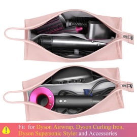 BAGCRAZY Pu Leather Travel Case Compatible with Dyson Airwrap Styler, Portable Waterproof Organizer Bag for Shark FlexStyle Attachments Storage, Pink BAGCRAZY Pu Leather Travel Case Compatible with Dyson Airwrap Styler, Portable Waterproof Organizer Bag for Shark FlexStyle Attachments Storage, Pink