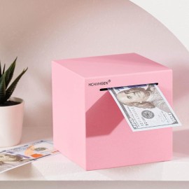 HCHANGEN Piggy Bank for Adults Must Break to Open Unbreakable Stainless Steel Piggy Bank for Cash Saving (Pink, 4.72inches)