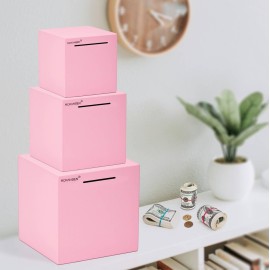 HCHANGEN Piggy Bank for Adults Must Break to Open Unbreakable Stainless Steel Piggy Bank for Cash Saving (Pink, 4.72inches)