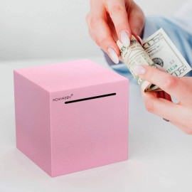 HCHANGEN Piggy Bank for Adults Must Break to Open Unbreakable Stainless Steel Piggy Bank for Cash Saving (Pink, 4.72inches)