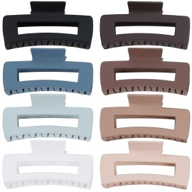 Large Hair Claw Clips - 8 Pcs Rectangle Big Claws for Thick Hair - Non-Slip Acrylic Banana Jaw Clips - Women & Girls (Blue, Brown) Large Hair Claw Clips - 8 Pcs Rectangle Big Claws for Thick Hair - Non-Slip Acrylic Banana Jaw Clips - Women & Girls (Blue, Brown)