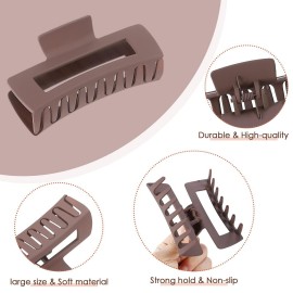 Large Hair Claw Clips - 8 Pcs Rectangle Big Claws for Thick Hair - Non-Slip Acrylic Banana Jaw Clips - Women & Girls (Blue, Brown) Large Hair Claw Clips - 8 Pcs Rectangle Big Claws for Thick Hair - Non-Slip Acrylic Banana Jaw Clips - Women & Girls (Blue, Brown)