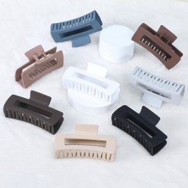 Large Hair Claw Clips - 8 Pcs Rectangle Big Claws for Thick Hair - Non-Slip Acrylic Banana Jaw Clips - Women & Girls (Blue, Brown) Large Hair Claw Clips - 8 Pcs Rectangle Big Claws for Thick Hair - Non-Slip Acrylic Banana Jaw Clips - Women & Girls (Blue, Brown)