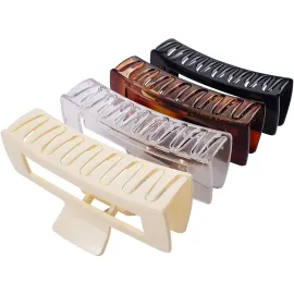 4 Pack Extra Large Hair Claw for Women, 5\'\' Strong Hold Bright Clamps for Thick and Long Hair, 90\'s Non-slip Square Jaw Clips for Curly Hair,