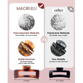 4 Pack Extra Large Hair Claw for Women, 5\'\' Strong Hold Bright Clamps for Thick and Long Hair, 90\'s Non-slip Square Jaw Clips for Curly Hair, 4 Pack Extra Large Hair Claw for Women, 5\'\' Strong Hold Bright Clamps for Thick and Long Hair, 90\'s Non-slip Square Jaw Clips for Curly Hair,