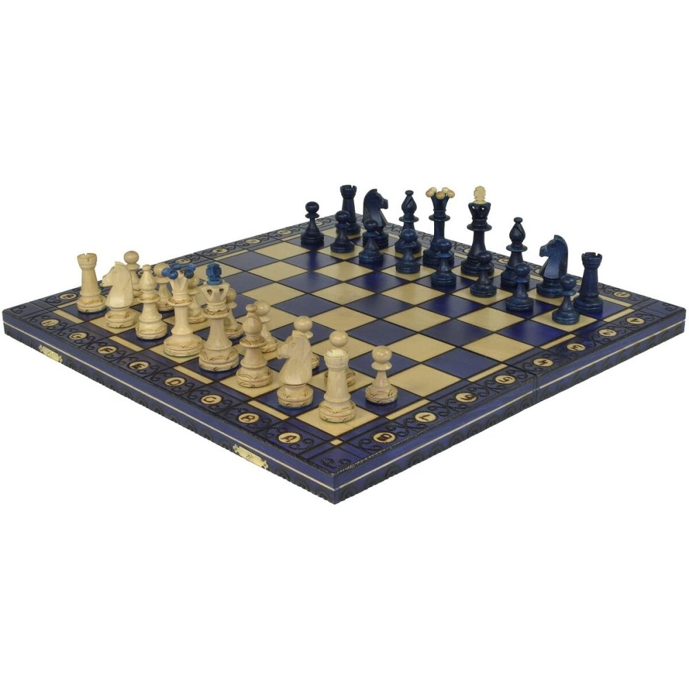 Beautiful Handcrafted Wooden Chess Set with Wooden Board and Handcrafted Chess Pieces - Gift idea Products (16 (40 cm) Blue) Beautiful Handcrafted Wooden Chess Set with Wooden Board and Handcrafted Chess Pieces - Gift idea Products (16 (40 cm) Blue)