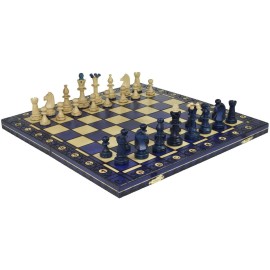 Beautiful Handcrafted Wooden Chess Set with Wooden Board and Handcrafted Chess Pieces - Gift idea Products (16 (40 cm) Blue) Beautiful Handcrafted Wooden Chess Set with Wooden Board and Handcrafted Chess Pieces - Gift idea Products (16 (40 cm) Blue)