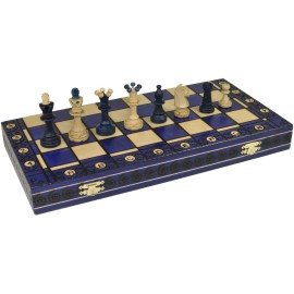 Beautiful Handcrafted Wooden Chess Set with Wooden Board and Handcrafted Chess Pieces - Gift idea Products (16 (40 cm) Blue) Beautiful Handcrafted Wooden Chess Set with Wooden Board and Handcrafted Chess Pieces - Gift idea Products (16 (40 cm) Blue)