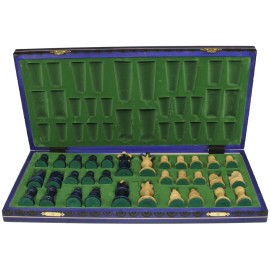 Beautiful Handcrafted Wooden Chess Set with Wooden Board and Handcrafted Chess Pieces - Gift idea Products (16 (40 cm) Blue) Beautiful Handcrafted Wooden Chess Set with Wooden Board and Handcrafted Chess Pieces - Gift idea Products (16 (40 cm) Blue)