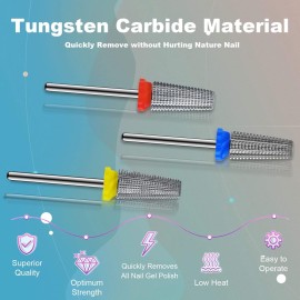 3Pcs Carbide 5 in 1 Nail Drill Bit Set- Two Way Rotate Use for Both Left and Right Handed- XF F M 3/32 Inches Brocas Para Drill Nails for Acrylic Nail Gel Fast Remove 3Pcs Carbide 5 in 1 Nail Drill Bit Set- Two Way Rotate Use for Both Left and Right Handed- XF F M 3/32 Inches Brocas Para Drill Nails for Acrylic Nail Gel Fast Remove