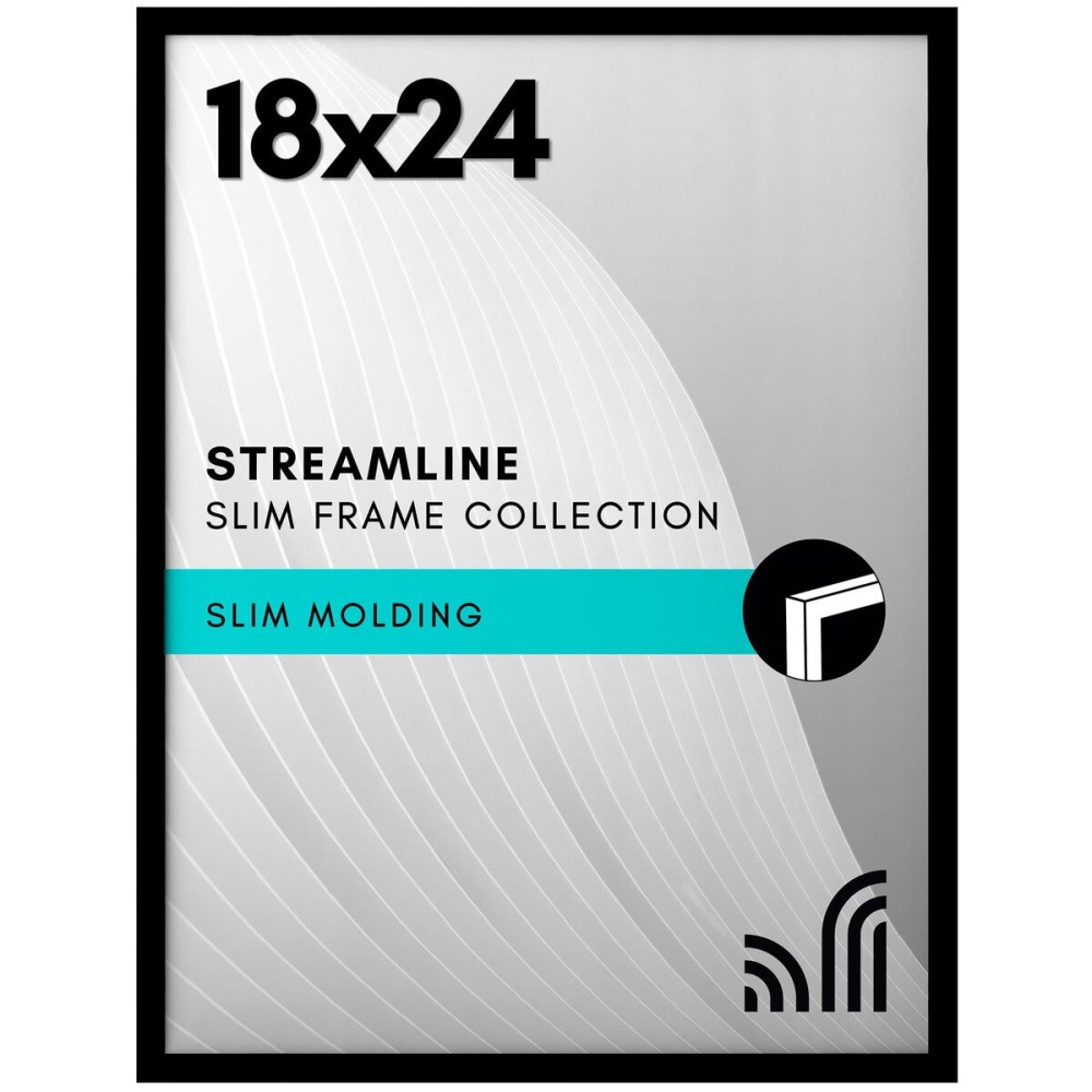 Americanflat 18x24 Poster Frame with Polished Plexiglass - Streamline Collection - Thin Border Picture Frame for Wall Display - Hanging Hardware Included - Black