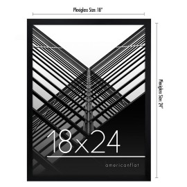 Americanflat 18x24 Poster Frame with Polished Plexiglass - Streamline Collection - Thin Border Picture Frame for Wall Display - Hanging Hardware Included - Black