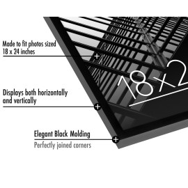 Americanflat 18x24 Poster Frame with Polished Plexiglass - Streamline Collection - Thin Border Picture Frame for Wall Display - Hanging Hardware Included - Black