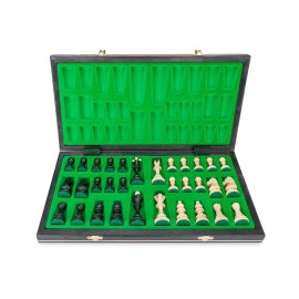 Beautiful Handcrafted Wooden Chess Set with Wooden Board and Handcrafted Chess Pieces - Gift idea Products (16\'\' (40 cm) Black), Beige