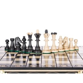 Beautiful Handcrafted Wooden Chess Set with Wooden Board and Handcrafted Chess Pieces - Gift idea Products (16\'\' (40 cm) Black), Beige