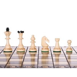Beautiful Handcrafted Wooden Chess Set with Wooden Board and Handcrafted Chess Pieces - Gift idea Products (16\'\' (40 cm) Black), Beige