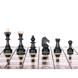 Beautiful Handcrafted Wooden Chess Set with Wooden Board and Handcrafted Chess Pieces - Gift idea Products (16\'\' (40 cm) Black), Beige