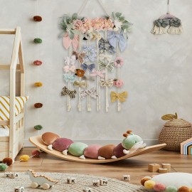 POVETIRE Bow Holder for Girls Hair Bows, Clips Hanging Organizer Baby Headband Storage Hair Accessory Display for Wall Room Baby Nursery Decors (Flower)