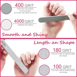 Gel Polish Remover Tools Kit - 10 Clips, 400 Lint-Free Wipes, Files 100/180, Buffer Block 400/4000, Brush, Cuticle Pusher & Peeler (Clear) Gel Polish Remover Tools Kit - 10 Clips, 400 Lint-Free Wipes, Files 100/180, Buffer Block 400/4000, Brush, Cuticle Pusher & Peeler (Clear)