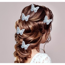 Butterfly Hair Clips Penta Angel 6Pcs Lace Embroidery Flower Butterfly Hair Bow Pins Wedding Hair Accessories for Women Halloween Party Decor (Light Blue) Butterfly Hair Clips Penta Angel 6Pcs Lace Embroidery Flower Butterfly Hair Bow Pins Wedding Hair Accessories for Women Halloween Party Decor (Light Blue)