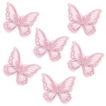 Butterfly Hair Clips Penta Angel 6Pcs Lace Embroidery Flower Butterfly Hair Bow Pins Wedding Hair Accessories for Women GHalloween Party Decor (Pink)