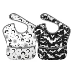 Qwalnely Goth Bibs Baby Stuff Bat Bibs Baby Stuff 2Packs for 6-24 Months Waterproof Washable Fabric
