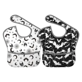Qwalnely Goth Bibs Baby Stuff Bat Bibs Baby Stuff 2Packs for 6-24 Months Waterproof Washable Fabric Qwalnely Goth Bibs Baby Stuff Bat Bibs Baby Stuff 2Packs for 6-24 Months Waterproof Washable Fabric