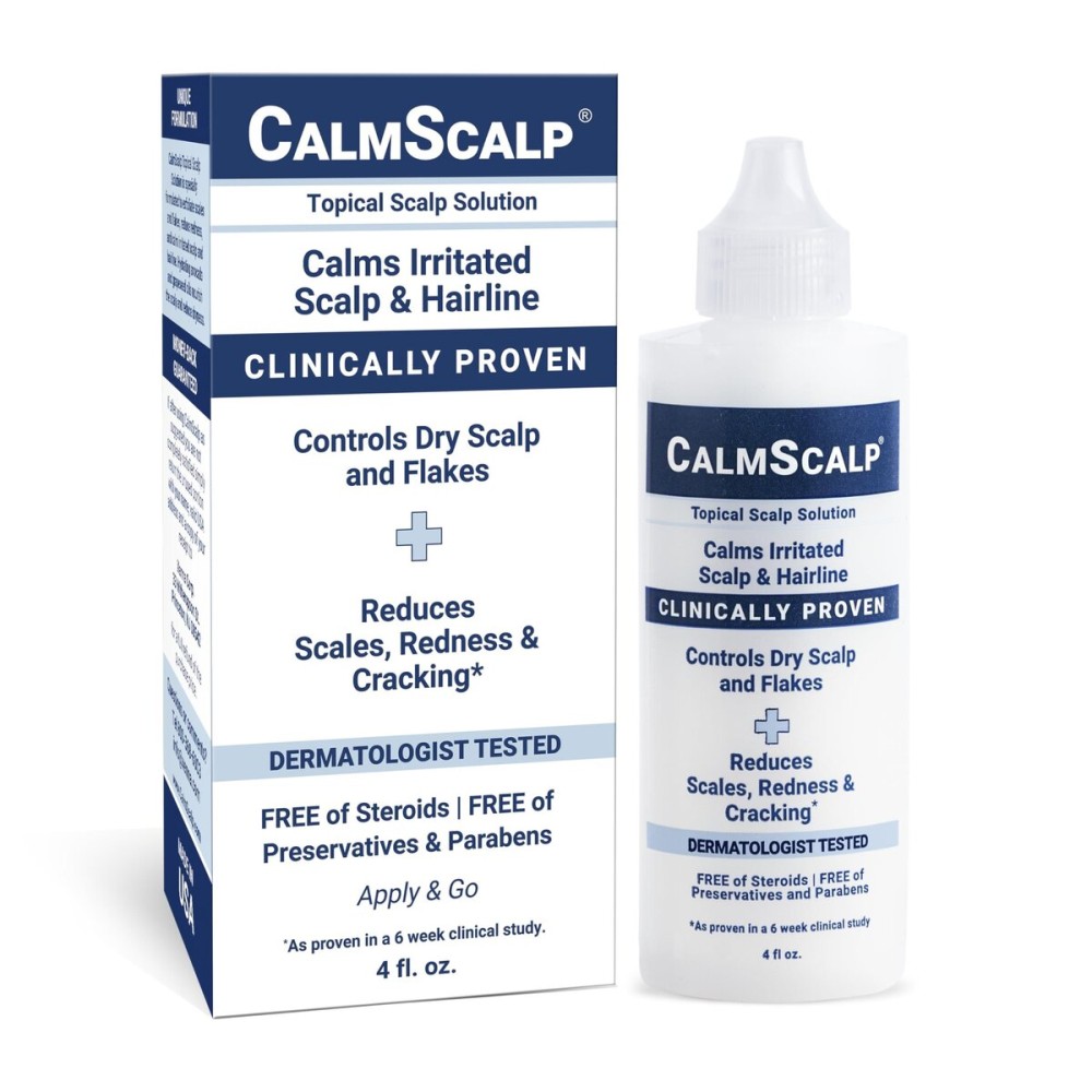 CalmScalp Scalp Solution | Calms Irritated Scalp | Controls Dry Scalp & Flakes | Reduces Scales & Redness | Clinically Proven | Free of Steroids | Non Shampoo Leave-On Scalp Treatment | 4 oz. CalmScalp Scalp Solution | Calms Irritated Scalp | Controls Dry Scalp & Flakes | Reduces Scales & Redness | Clinically Proven | Free of Steroids | Non Shampoo Leave-On Scalp Treatment | 4 oz.