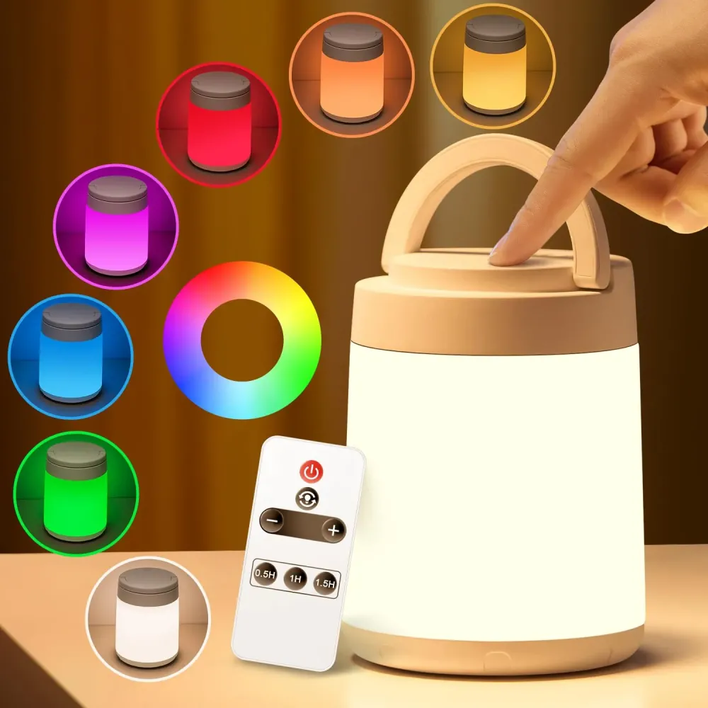 10 Color+8 Dim Kids Night Light, Remote+Timer+Touch, Portable+Rechargeable Night Light for Baby Nursery Lamp [Gifts]