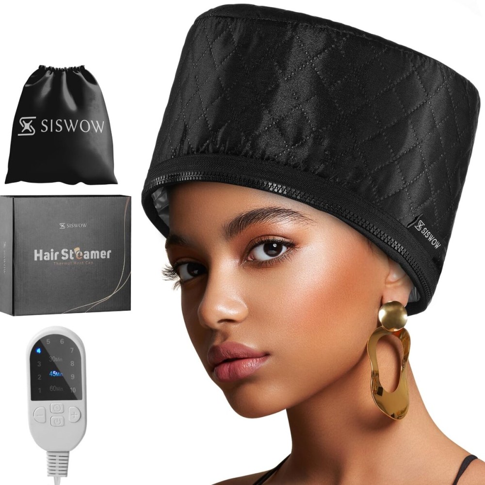 Hair Steamer For Natural Hair Home Use w/10-level Heats Up Quickly, Heat Cap For Deep Conditioning - Thermal Heat Cap For Black Hair, Great For Deep Conditioner (Black) Hair Steamer For Natural Hair Home Use w/10-level Heats Up Quickly, Heat Cap For Deep Conditioning - Thermal Heat Cap For Black Hair, Great For Deep Conditioner (Black)
