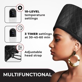 Hair Steamer For Natural Hair Home Use w/10-level Heats Up Quickly, Heat Cap For Deep Conditioning - Thermal Heat Cap For Black Hair, Great For Deep Conditioner (Black) Hair Steamer For Natural Hair Home Use w/10-level Heats Up Quickly, Heat Cap For Deep Conditioning - Thermal Heat Cap For Black Hair, Great For Deep Conditioner (Black)