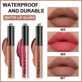 AMY\'S DIARY 3Pcs Matte Liquid Brown Lipstick Sets, Brown Lip Stain Long Lasting 24 Waterproof Lip Gloss Makeup Gift Set for Women Lippies(Set09)