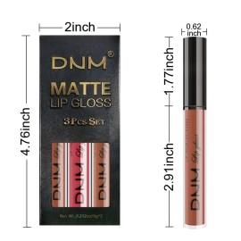 AMY\'S DIARY 3Pcs Matte Liquid Brown Lipstick Sets, Brown Lip Stain Long Lasting 24 Waterproof Lip Gloss Makeup Gift Set for Women Lippies(Set09)
