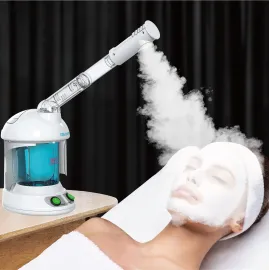 Facial Steamer - DENFANY Nano Ionic Face Steamer with Extendable 360 Rotating Arm - Portable Facial Steamer for Personal Care at Home or Salon (Blue)