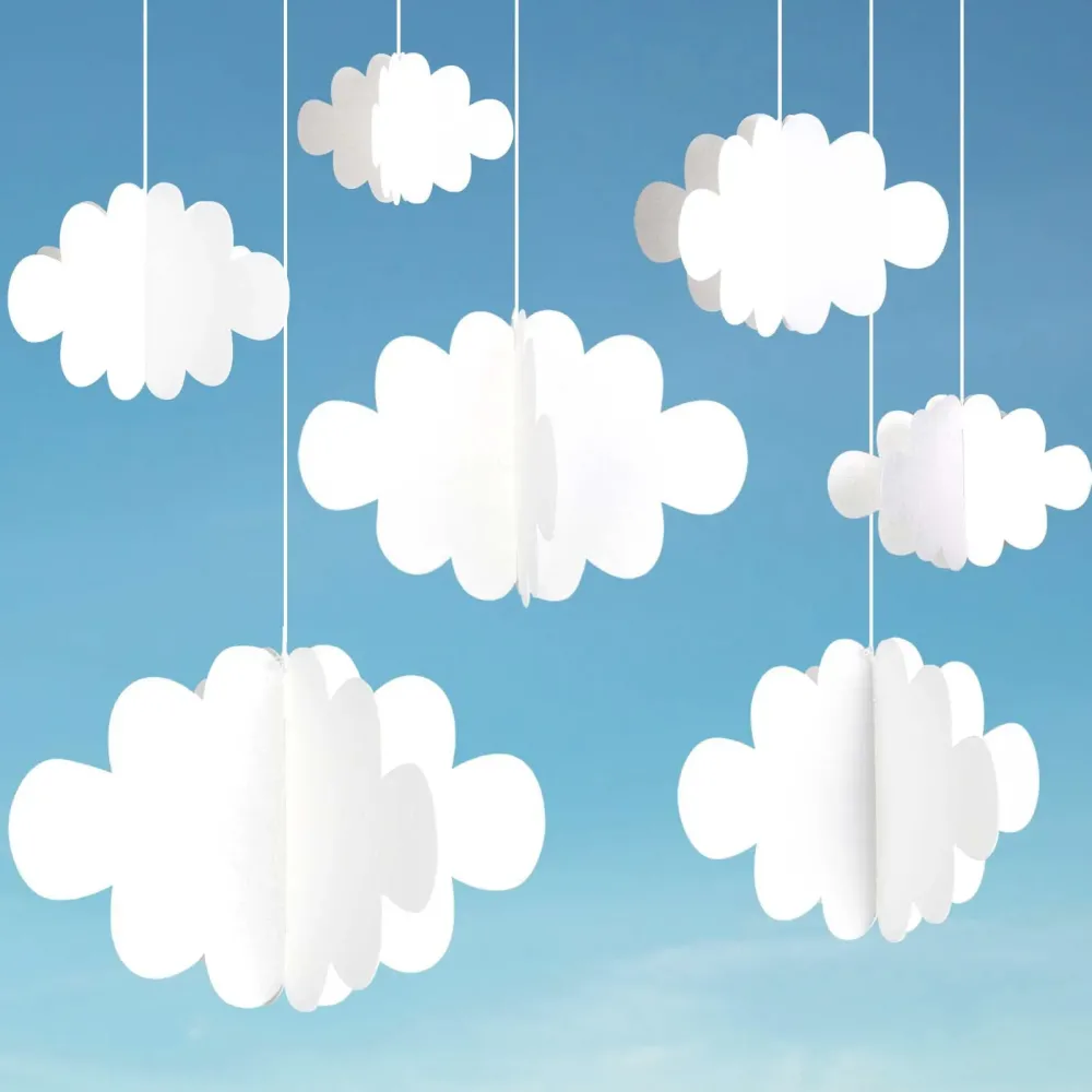 Ayfjovs 10 PCS 3D Cloud Decorations - White Hanging Clouds for Ceiling, Party Decorations, Ornaments, Wedding, Nursery, Children Room, Baby Baptism Party Ayfjovs 10 PCS 3D Cloud Decorations - White Hanging Clouds for Ceiling, Party Decorations, Ornaments, Wedding, Nursery, Children Room, Baby Baptism Party