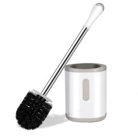 AONEZ Compact Toilet Brush & Holder, Stainless Steel Handle, Space Saving for Storage, Deep Cleaning, Drip-Proof, Easy to Assemble, Nylon Bristles, White & Grey AONEZ Compact Toilet Brush & Holder, Stainless Steel Handle, Space Saving for Storage, Deep Cleaning, Drip-Proof, Easy to Assemble, Nylon Bristles, White & Grey