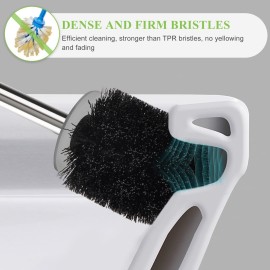 AONEZ Compact Toilet Brush & Holder, Stainless Steel Handle, Space Saving for Storage, Deep Cleaning, Drip-Proof, Easy to Assemble, Nylon Bristles, White & Grey AONEZ Compact Toilet Brush & Holder, Stainless Steel Handle, Space Saving for Storage, Deep Cleaning, Drip-Proof, Easy to Assemble, Nylon Bristles, White & Grey