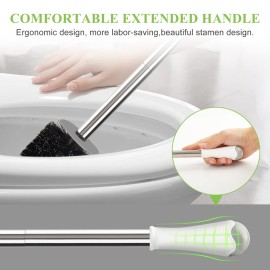 AONEZ Compact Toilet Brush & Holder, Stainless Steel Handle, Space Saving for Storage, Deep Cleaning, Drip-Proof, Easy to Assemble, Nylon Bristles, White & Grey AONEZ Compact Toilet Brush & Holder, Stainless Steel Handle, Space Saving for Storage, Deep Cleaning, Drip-Proof, Easy to Assemble, Nylon Bristles, White & Grey