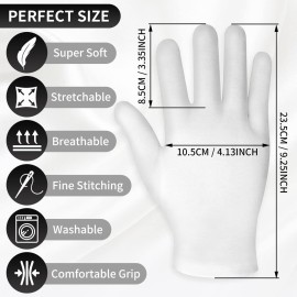 Sibba 2 Pairs Touch Screen Moisturizing Gloves White Cotton Moisturizing Gloves Overnight Bedtime Heal Eczema Sleeping Lotion Hand Spa Treatment Gloves Repair Rough Cracked Dry Chapped Hands Skin