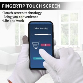 Sibba 2 Pairs Touch Screen Moisturizing Gloves White Cotton Moisturizing Gloves Overnight Bedtime Heal Eczema Sleeping Lotion Hand Spa Treatment Gloves Repair Rough Cracked Dry Chapped Hands Skin