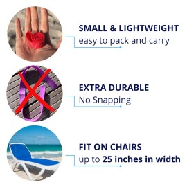 Towel Bands (6-Pack), Beach Pool & Cruise Chairs, Extra Durable, No Snapping, Cruise Ship & Beach Essentials, Great Alternative to Beach Towel Clips (3 Regular + 3 Glow in The Dark