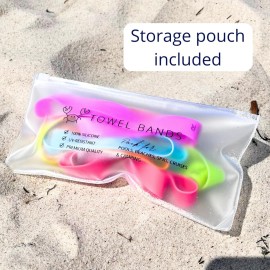 Towel Bands (6-Pack), Beach Pool & Cruise Chairs, Extra Durable, No Snapping, Cruise Ship & Beach Essentials, Great Alternative to Beach Towel Clips (3 Regular + 3 Glow in The Dark