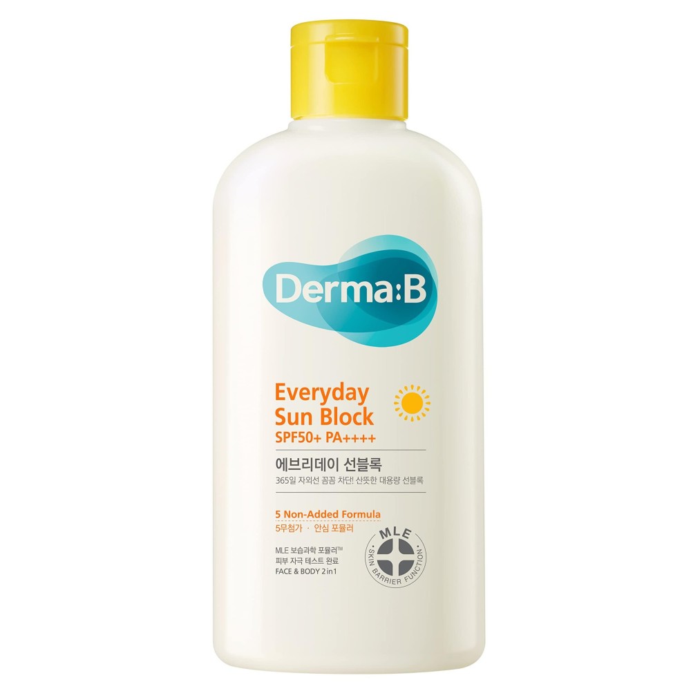 Derma B Everyday Sun Block Large Size Sunscreen SPF50+ PA++++ 6.71 Fl Oz, 200ml Fast-Absorbing Lightweight SPF Moisturizer, Facial Body Non-Sticky for Dewy Skin, Korean Protection Lotion Derma B Everyday Sun Block Large Size Sunscreen SPF50+ PA++++ 6.71 Fl Oz, 200ml Fast-Absorbing Lightweight SPF Moisturizer, Facial Body Non-Sticky for Dewy Skin, Korean Protection Lotion