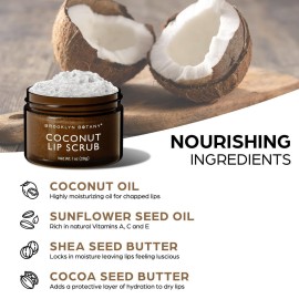 Brooklyn Botany Lip Scrub Exfoliator 1 oz - Lip Moisturizer for Dry Lips and Chapped Lips - Gentle Lip Exfoliator for Smooth and Brighter Lips - Coconut Flavor Brooklyn Botany Lip Scrub Exfoliator 1 oz - Lip Moisturizer for Dry Lips and Chapped Lips - Gentle Lip Exfoliator for Smooth and Brighter Lips - Coconut Flavor